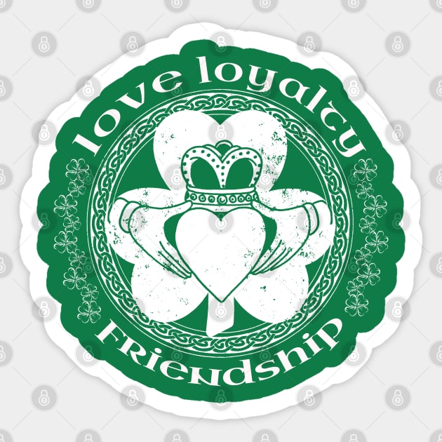 Irish Claddagh Ring Love Loyalty Friendship Shamrock Sticker by graphicbombdesigns